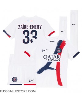Günstige Paris Saint-Germain Warren Zaire-Emery #33 Auswärts Trikotsatzt Kinder 2024-25 Kurzarm (+ Kurze Hosen)